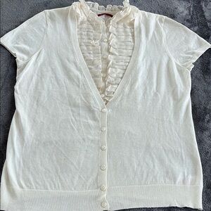 Women's Cream Ruffle Button-Up Top